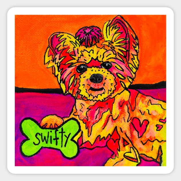 Stylin' Swifty Valentine Yorkie Sticker by AmandaAAnthony